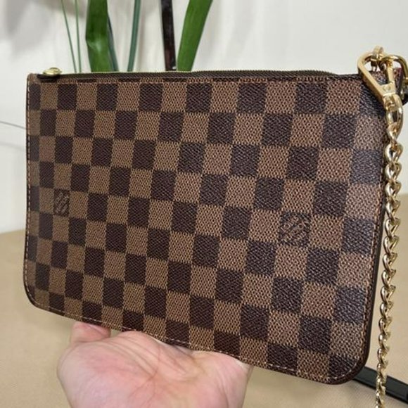 Louis Vuitton Neverfull Gm Pouch Brown Coated Canvas Wristlet - Picture 7 of 10